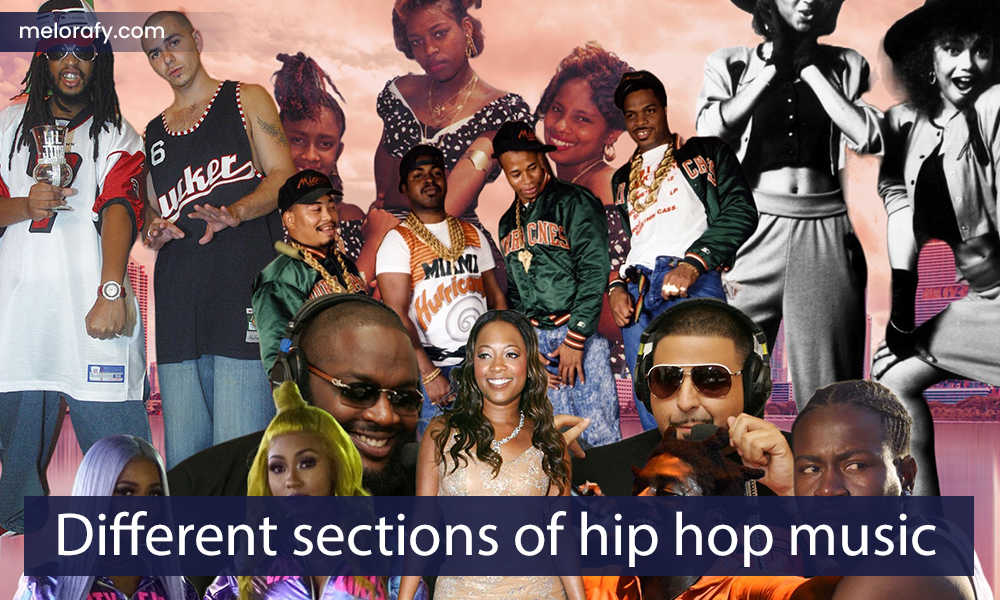 Different sections of hip hop music